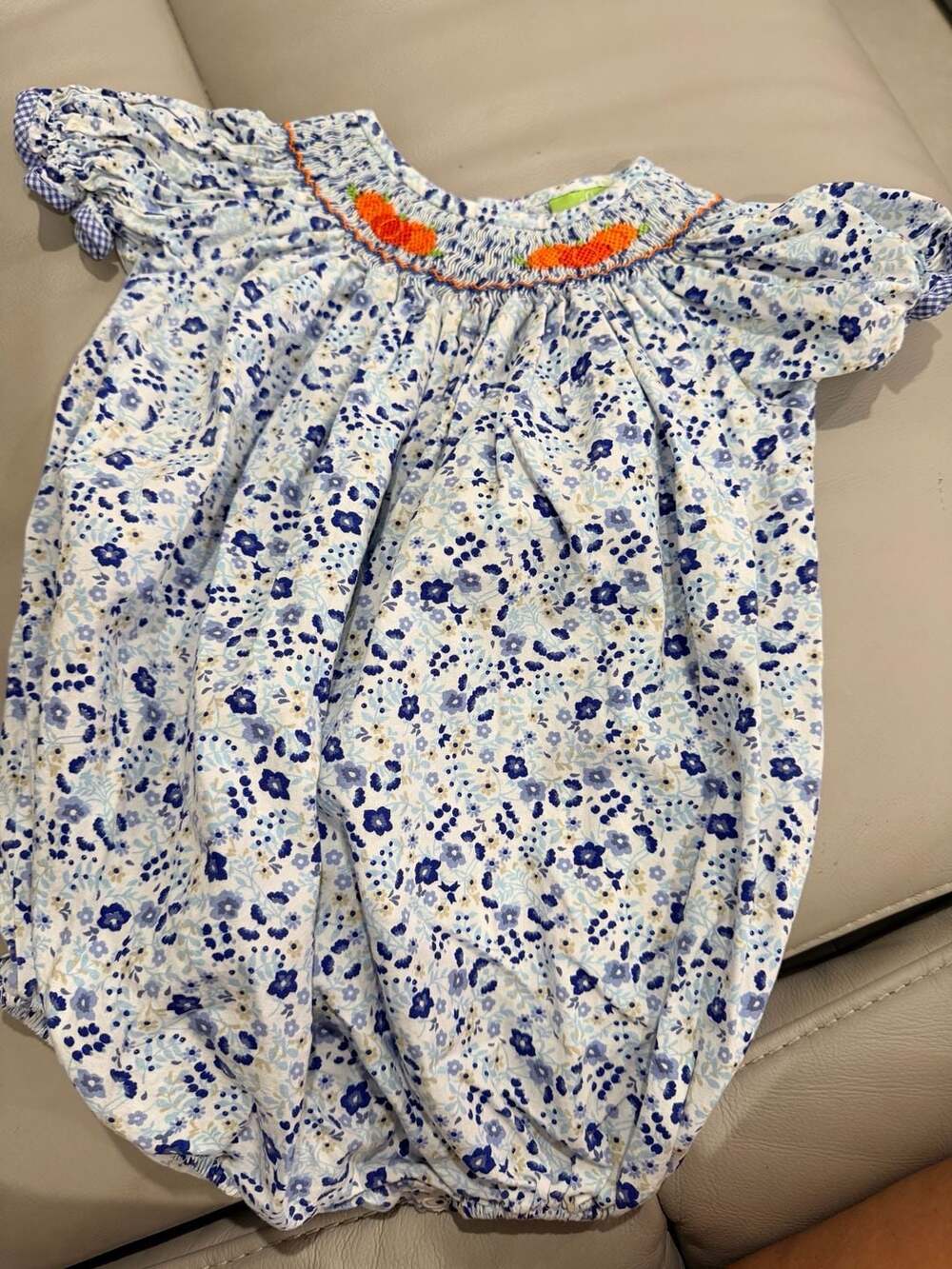 Classic Whimsey Smocked Floral Bubble Pumpkin Fall Thanksgiving Size 18M